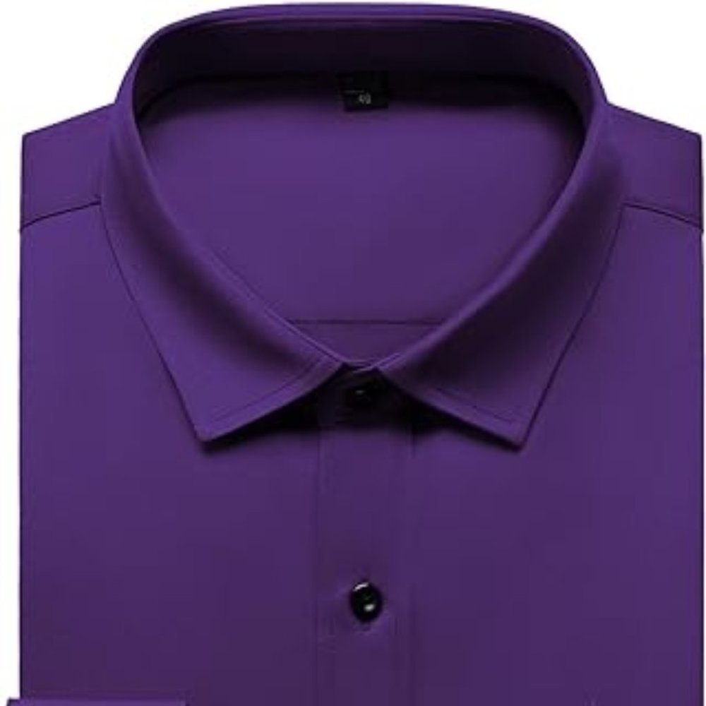 Men's Stretch Wrinkle Free Dress Shirts Formal Wedding Prom Long Sleeve Slim Fit